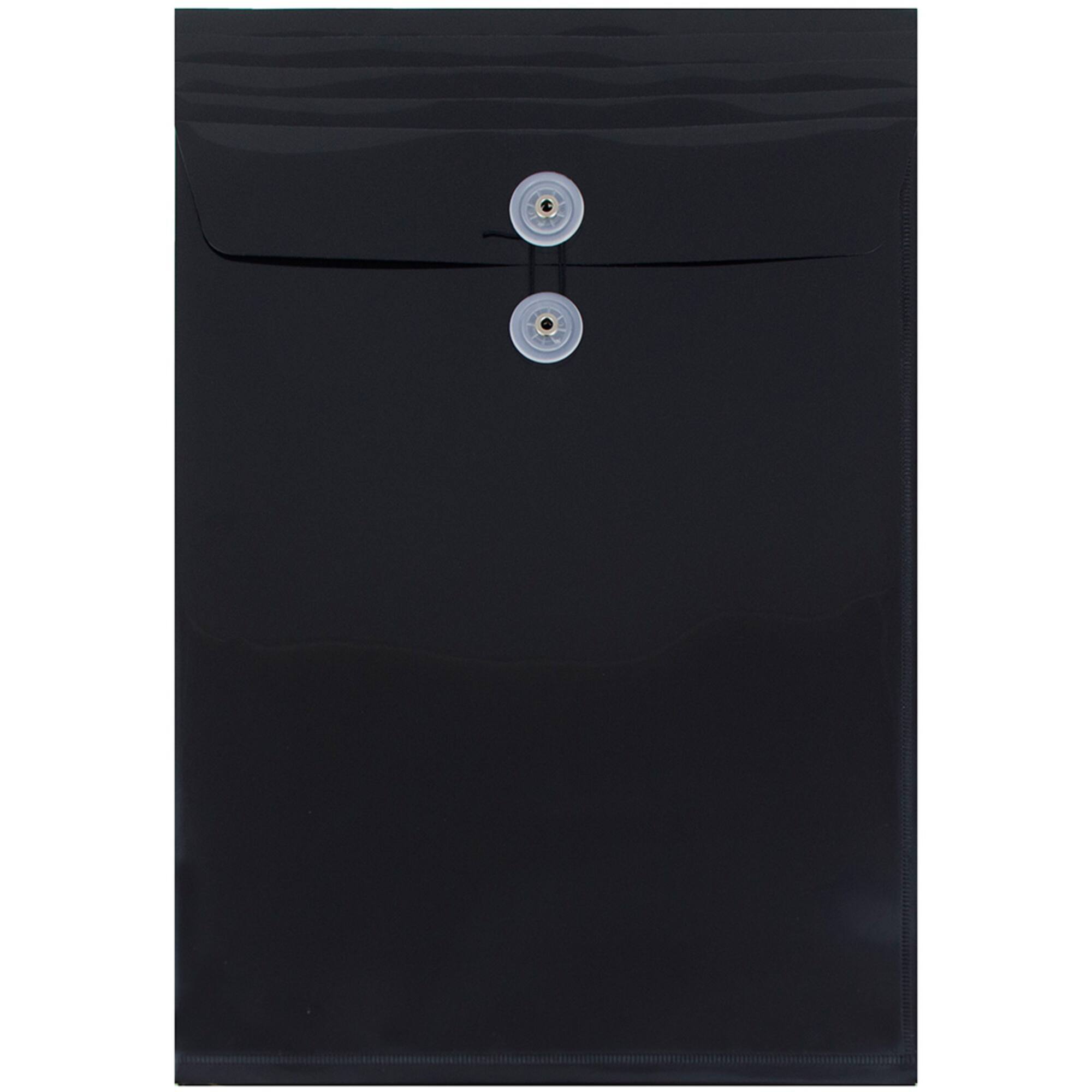 JAM Paper Legal Size Plastic Envelopes with Button & String Tie Closure